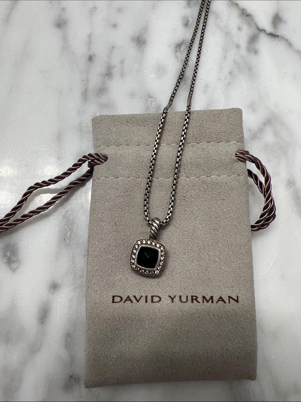 DAVID YURMAN Sterling Silver Pendant Necklace with Black Onyx